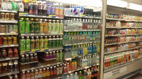 Drink aisle in Family Mart