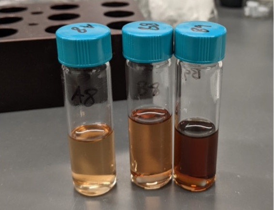 Before crashing out polymers from solution that I synthesize, I document what color the reactions are after completion.